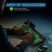 Large Print Wired Backlit Keyboard with 7-Color Backlight, Wrist Rest, Phone Holder, Oversized Keys, USB Plug & Play for PC Laptop Desktop Windows, Black
