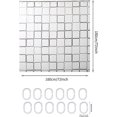 thumbnail image 2 of Cortinas de ducha de plástico con diseño enrejado en blanco y negro para decoración de baño, juego de ganchos transparentes e impermeables, cortinas de baño contemporáneas de 180 x 180 cm, 2 of 5