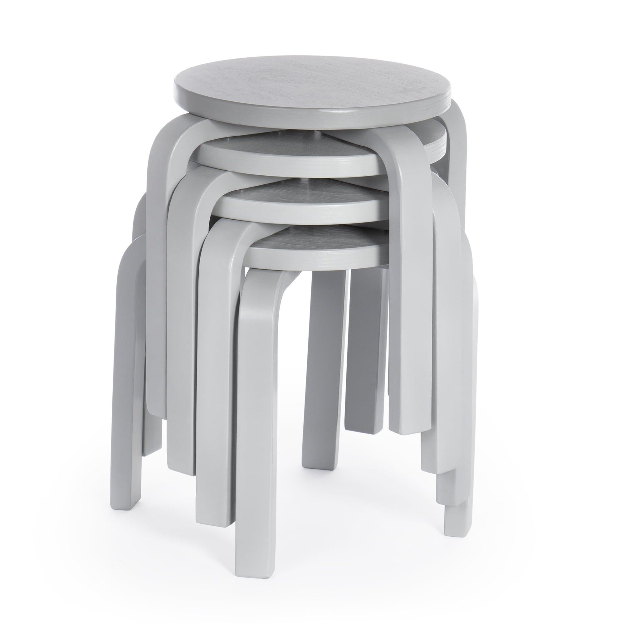 Guidecraft Kids' Nordic Table and Chairs Set - Gray: Childrens Wood Round Toddler Activity Table for Playroom with 4 Stacking Stools