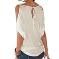 thumbnail image 3 of Uhndy Women'S Cold Shoulder Short Sleeve Casual Tunic Tops Loose Blouse Shirts, 3 of 6