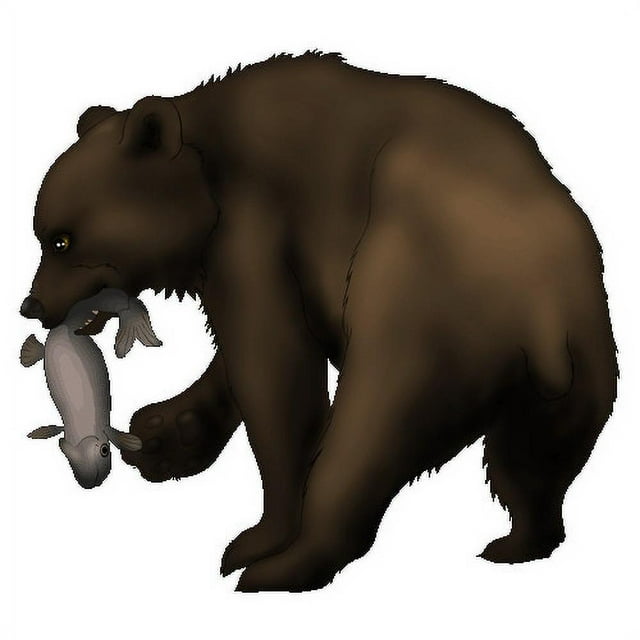 Wallhogs Bear with Fish Cutout Wall Decal