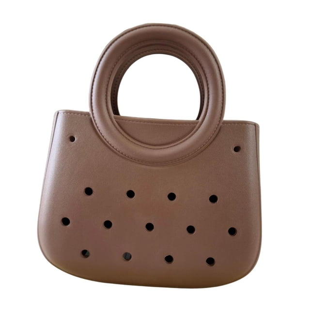 Bolsa de playa para mujeres Impermeable para el agua Pequeña bolsa Multipropósito de almacenamiento de verano con agujero Marrón