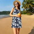 thumbnail image 3 of Balery White Leaves Vestidos de verano para mujer con estampado: vestido holgado sin mangas, vestido playero informal y cómodo para días calurosos., 3 of 7