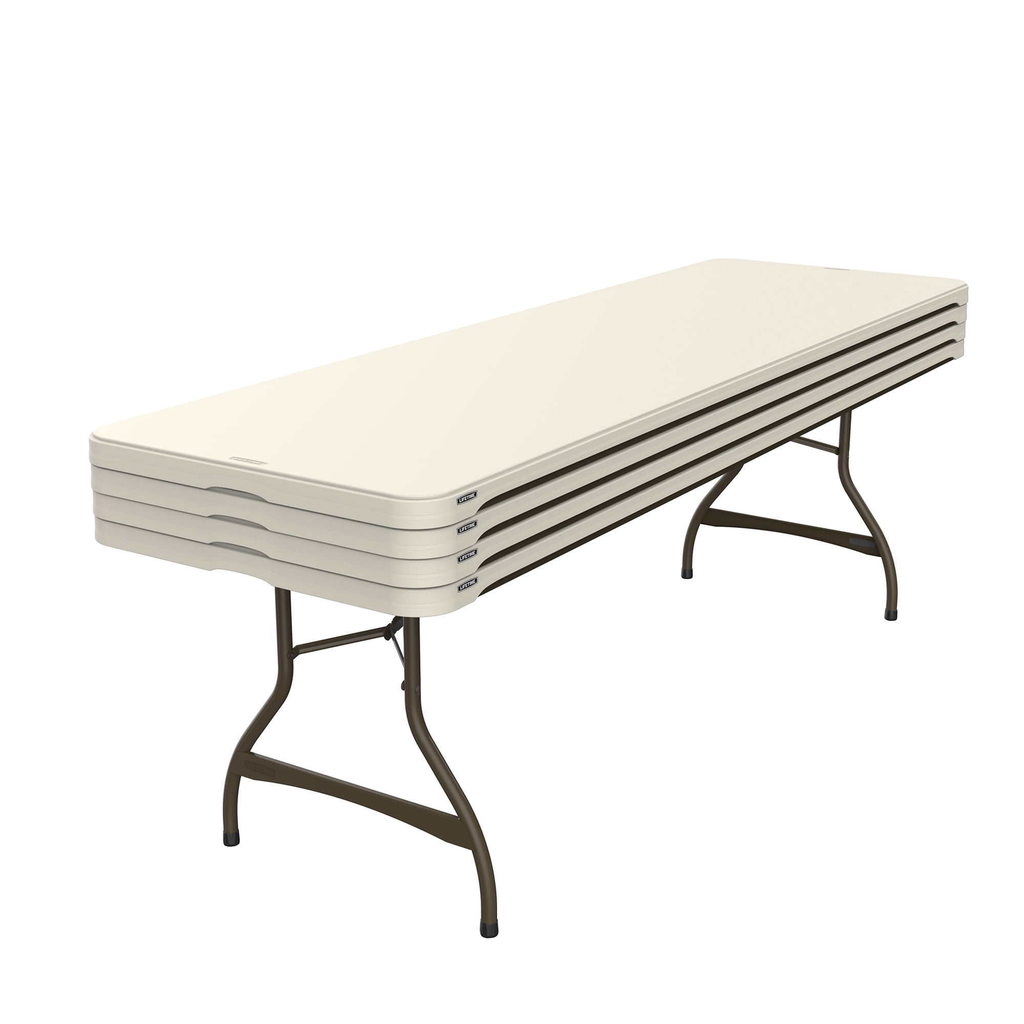 Lifetime 8 Foot Rectangle Nesting Folding Tables, Indoor/Outdoor Commercial Grade, Almond, Set of 4 (80707)