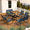 Blue, variant on 8-Piece Outdoor Conversation Set, Textilene Patio Furniture with Rocking Chairs, Loveseat and Tempered Glass Coffee Table, Perfect for Garden Backyard Balcony Poolside, Black