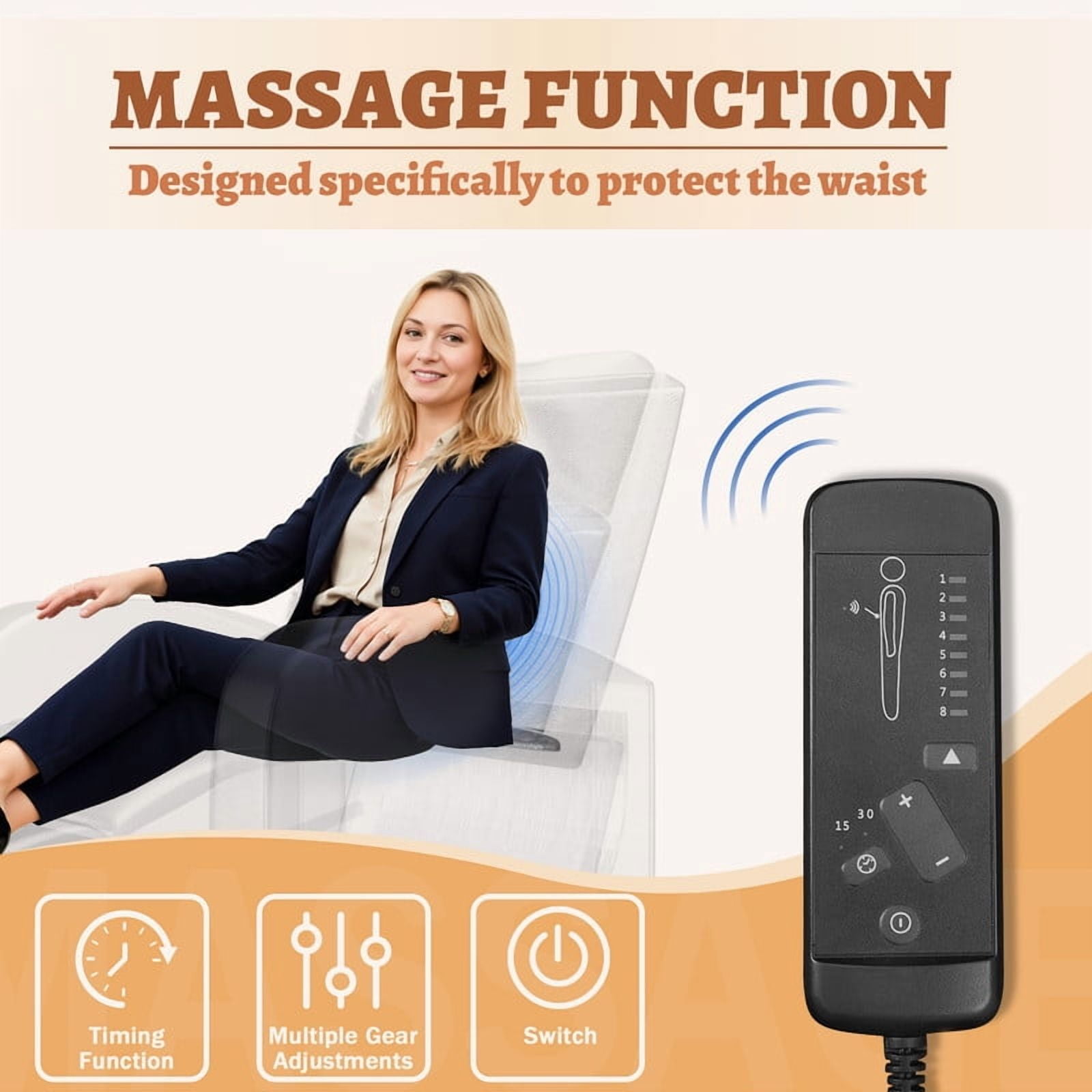 Furmax Recliner Chair Pu Leather Single Sofa Home Theater Recliners with 2 Point Massage Function for Living Room,PU Brown