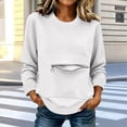thumbnail image 4 of SETOOFF Womens Long Sleeve Sweatshirts Crew Neck Zip Front Pocket Loose Casual Shirts Pullover Tops Women Spring Fall Lounge Travel Daily Outfit, 4 of 5