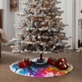 thumbnail image 4 of Sikiie Cool Colorful Wolf Nativity Christmas Tree Skirt, Jesus Christian Winter Holiday Tree Mat Decoration(30-48IN)48", 4 of 6