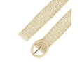 thumbnail image 2 of INSPIRE CHIC Women's Solid Color Round Metal Buckle Skinny Waist Belts for Dress Beige, 2 of 4