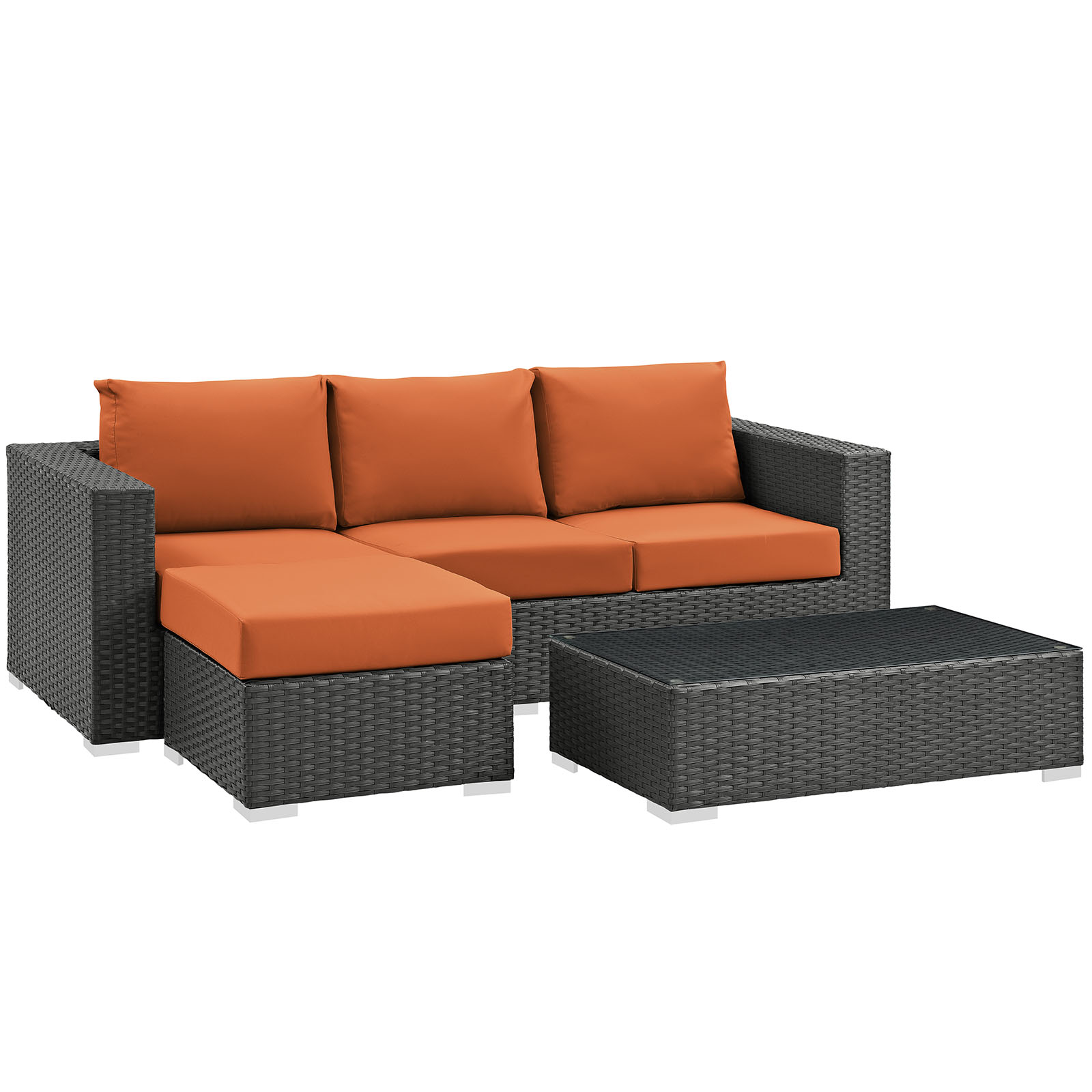 Modway Sojourn 3 Piece Outdoor Patio Sunbrella? Sectional Set in Canvas Tuscan - image 3 of 7