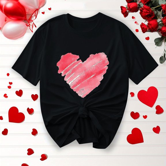 Ailaofu Womens Love Shirt Casual Loose Short Sleeve Letter Heart Graphic Tee Summer Tops