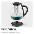 thumbnail image 2 of Chefman Fast Boil 1.7L Electric Glass Kettle w/ Tea Infuser, Removable Lid - Black, New, 2 of 9