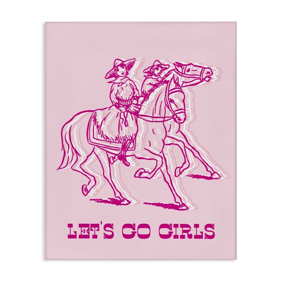 Stupell Industries Let's Go Girls Outline People Painting Wrapped Canvas Art Print Wall Art, 16 x 20