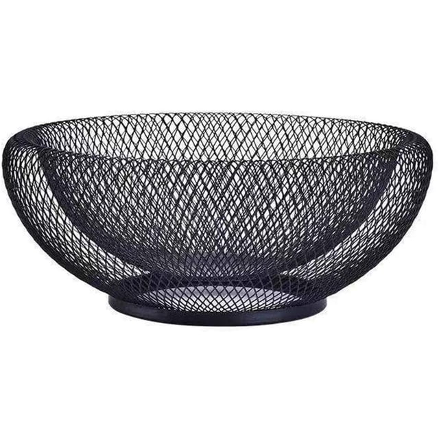 Frutero de malla, cesta de frutas decorativa, soporte de metal para plato de dulces para cocina, mostrador, comedor, mesa, oficina, 10 pulgadas (negro) Xemadio CZJJ-ZH64