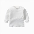thumbnail image 1 of Staki Toddler Boy Cotton Crewneck Sweatshirt Kids Lightweight Long Sleeves with Fall Fashion Tops 0-36M(White,3-6 Months), 1 of 3