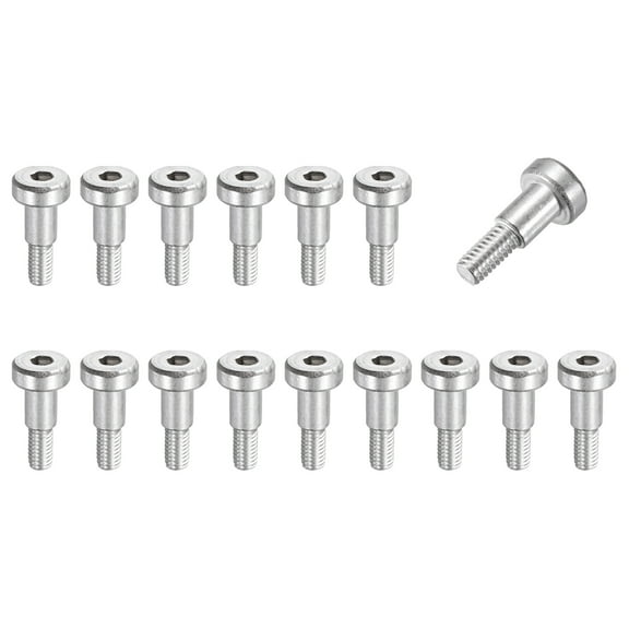 16 Pcs 304 Stainless Steel Shoulder Bolt 5mm Shoulder Dia 6mm Shoulder Length M4x0.7 Thread Hex Socket Shoulder Bolts for Hydraulic Injection Molding Machinery Industries