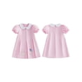thumbnail image 2 of BemeyourBBs Kids Toddler Girls Pink Birthday Day Dress Outfit 1 2 3 4 5 6 Years Old Birthday Summer Clothes Little Girl Puff Short Sleeve Doll Collar Carousel Balloon Cake Embroidery Dress, 2 of 9
