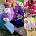 thumbnail image 4 of Women Puff Long Sleeve Sweater Cardigan Crochet 3D Flower Open Front Knit Jacket, 4 of 19