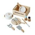 thumbnail image 1 of Juego de cocina de madera, utensilios de cocina, juego de rol, tenedor Montessori, juego de simulación para niños, regalo de cumpleaños para niños, 1 of 9