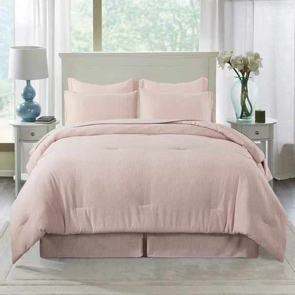 JML 8 Piece Comforter Set - Soft Microfiber Cationic Dyeing Bed in a Bag, Queen, Pink