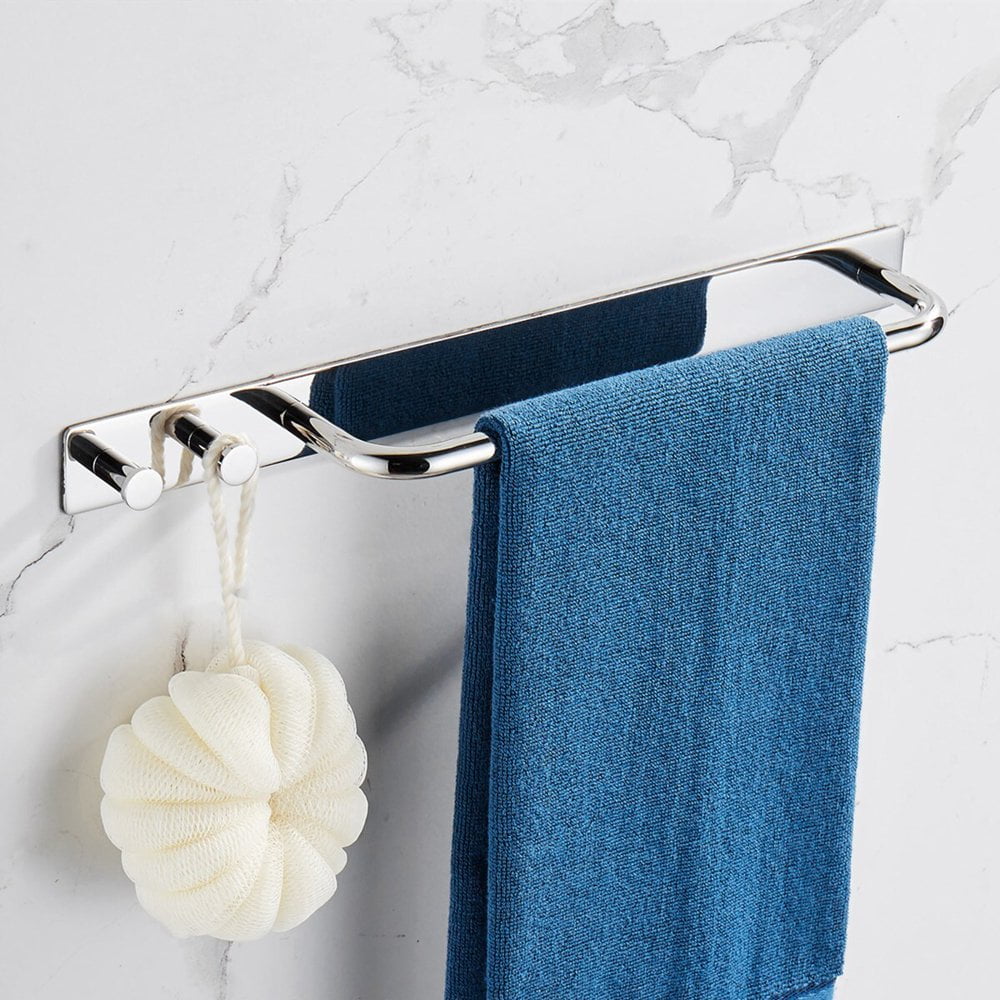 Hassch Towel Bar with 2 Hooks, Bath Accessories Stainless Steel Shower