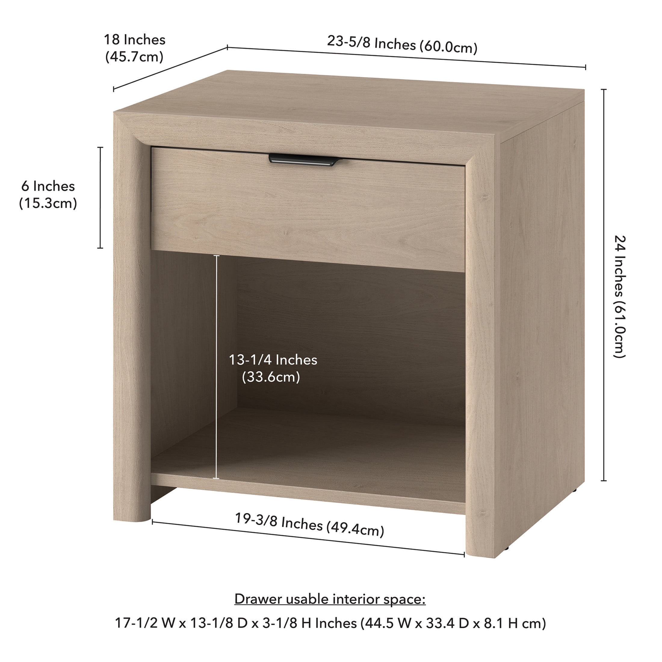 Evelyn&Zoe Modern/Contemporary 24" Wide Alder White Nightstand