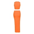 thumbnail image 5 of XIAOCHA Women's Two-Piece Skirt Set Sleeveless Crew-Neck High-Slit Summer Club Midi Suit, 5 of 5