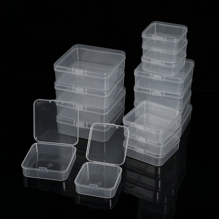 16 Pcs 4 Sizes Snap Type Small Clear Plastic Containers Component Storage Box Mini Tool Box for Food Snack Drug, Size: 30x16x7CM
