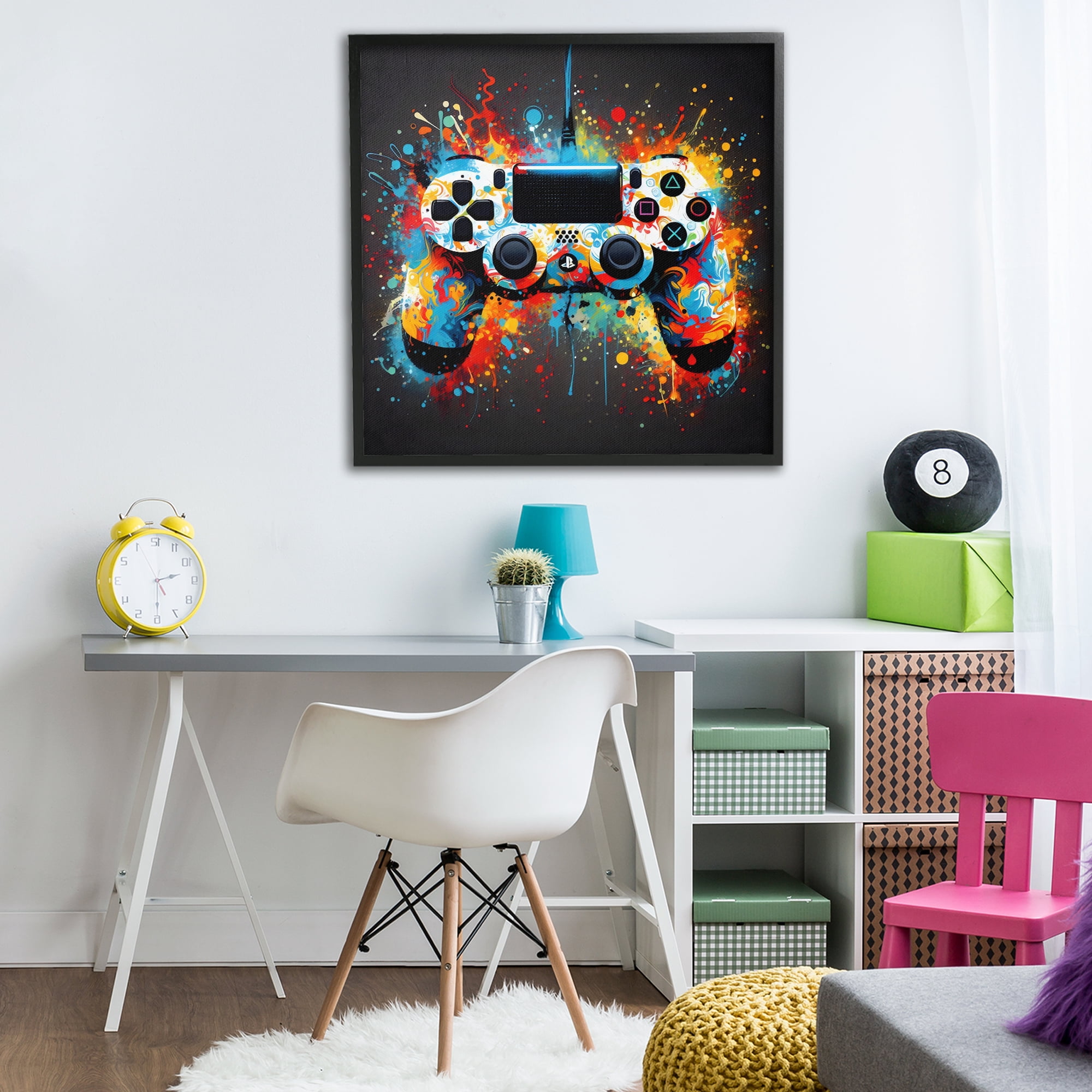 Stupell Industries Colorful Controller Swirl Black Framed Giclee Art, design by Creative Studio
