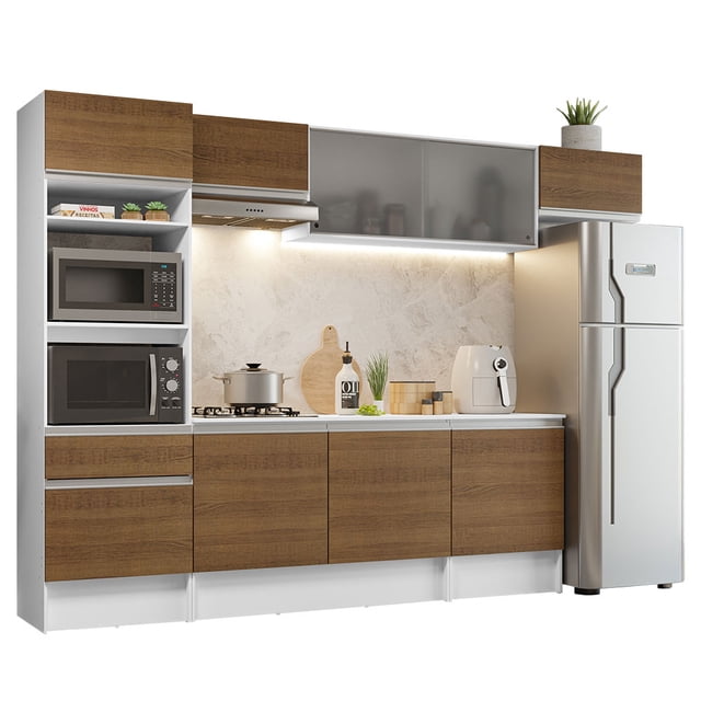 Cocina Integral Completa Madesa 300cm Topazio 01 - Blanco/Marrón