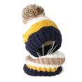 thumbnail image 2 of 2Pcs/Set Knitted Baby Hat Scarf Set Winter Warm Boys Girls Beanie Fleece Lining Toddler Kids Hat with Pompom, 2 of 8