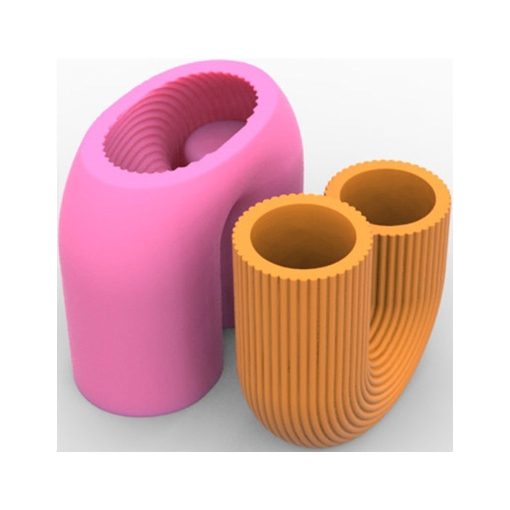 Milue Striped U-shaped Silicone Candle Mold Flower Pot Succulents Planter Vase Mould