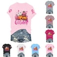 thumbnail image 2 of YDFCWXW Women's Shirts Pink Halloween Ghost T-Shirt Pink Ribbon Tee (Blue, 3XL), 2 of 7
