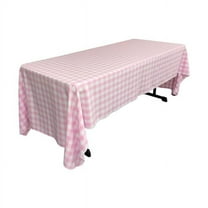 LA Linen Polyester Gingham Checkered 60 by 120-Inch Rectangular Tablecloth, Pink and White