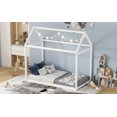 thumbnail image 6 of Twin Size Wooden Platform Bed Frame, No Box Spring Needed, White, Bedroom, 6 of 15