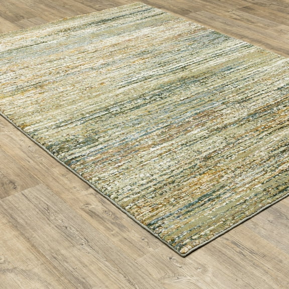 2' X 3' Gold Grey Tan Blue Green And Brown Abstract Power Loom Stain Resistant Area Rug