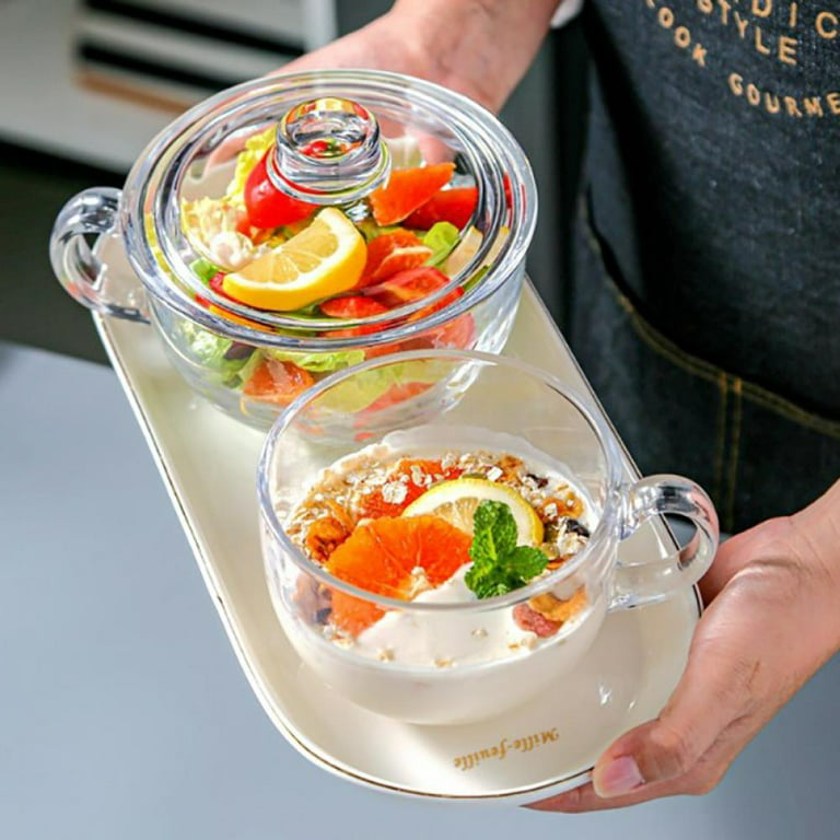 Bowl Glass Bowls Soup With Salad Cereal Serving Lid Dessert Pasta