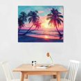 thumbnail image 2 of Acheng Canvas Wall Art Palm Trees Silhouettes On Tropical Beach At Sunset Beach Seascape Painting Nature Pictures for Living Room Home Office Wall Decor Artwork 16x12in, 2 of 6