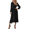 thumbnail image 3 of Vestidos de primavera para las mujeres 2024 vestido boho casual color sólido manga media gran swing vestido de cintura alta vestidos de novia de verano, 3 of 5
