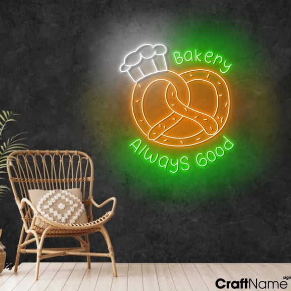 Craftnamesign Bakery Always Good Neon Light, Bakery LED Sign, Christmas Sign Wall Art