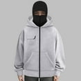 thumbnail image 3 of zaveiop Hoodie with Built in Ski Mask Front Pocket Double Hooded Zip Jacket Wind-resistant Cold Weather Hoodies for Women (Z3-Light Gray, S), 3 of 4