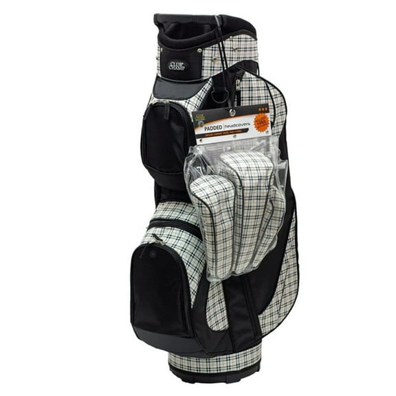NEW Club Champ Golf Lady's Premium Cart Bag w/ Matching Headcovers - Sand Plaid