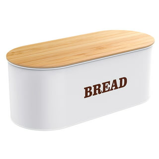 Granrosi 10 Tall Vintage-inspired Farmhouse Metal Bread Keeper Box Storage  Container With Bamboo Wooden Lid And 2 Handles, White : Target