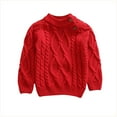 thumbnail image 2 of Cowsor Toddler Neck Ribbed Knit Sweater Baby Boys Girls Fall Winter Cozy Soft Warm Pullover Chunky Striped Sweatshirt, 2 of 5