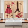 thumbnail image 2 of Ambesonne Heels and Dresses Kitchen Curtains, Retro French, 55"x39", Pale Salmon Dark Brown, 2 of 3
