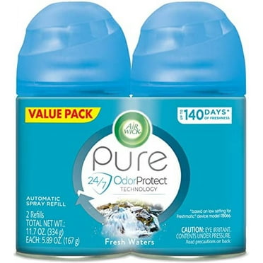 Air Wick Automatic Air Freshener Spray Refill, 2ct, Fresh Waters, Odor Neutralization, Essential Oils