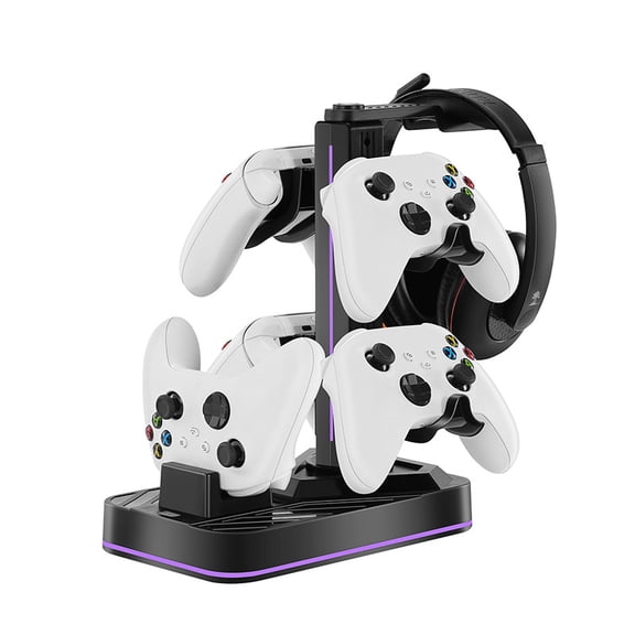 Arcticwind Gaming Headset Stand with Charging Station, 3-Port USB Hub, RGB Light Modes, Controller Rack for Xbox PS5 PC