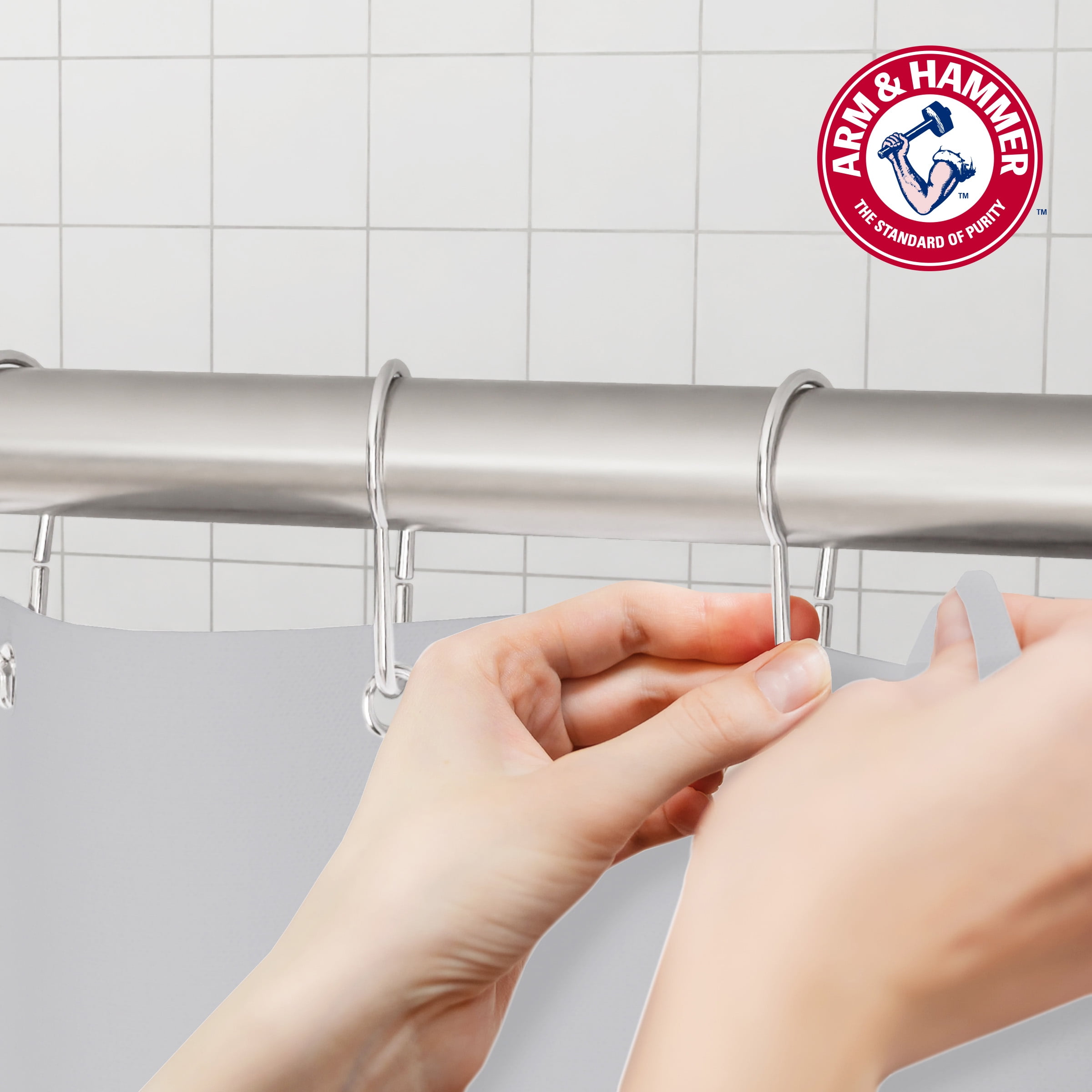 Arm & Hammer™ Waterproof Fabric Shower/Liner, 70x72, Gray