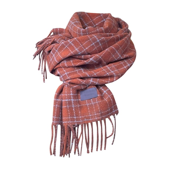 Splozh Women's Winter Plaid Scarf Warm Women Winter Tartan Scarf Ladies Warm Blanket Pashmina Shawl Brick Red,One Size