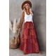 thumbnail image 3 of Falda larga plisada con estampado floral bohemio para mujer, falda de playa, falda informal, 3 of 6